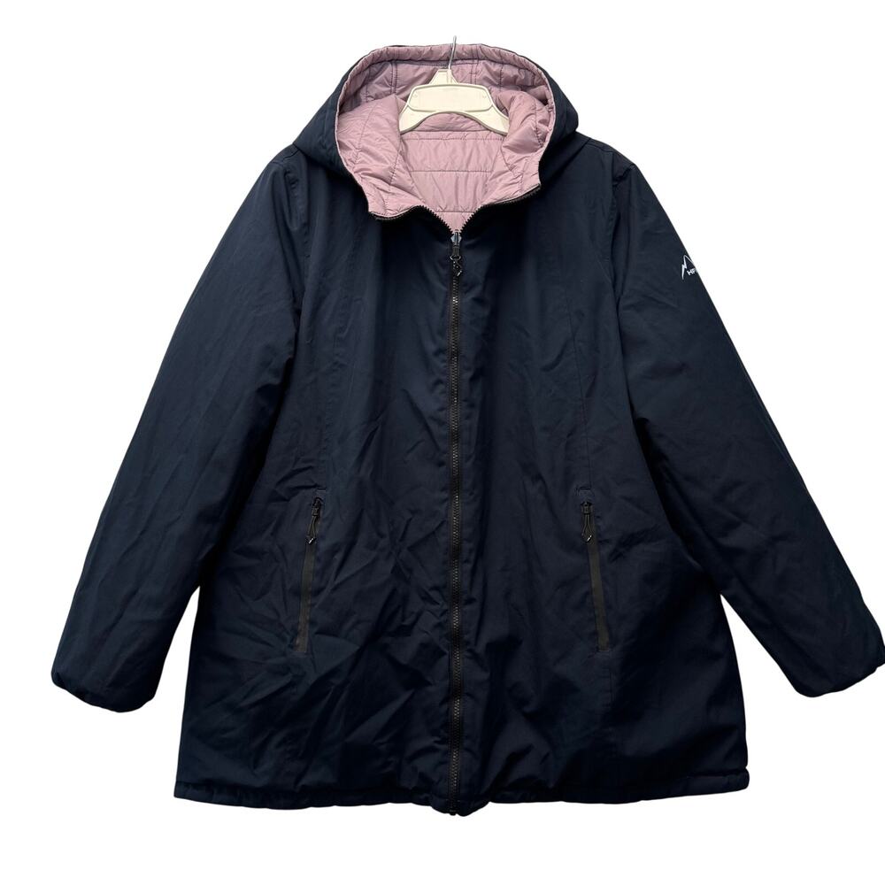 HFX Performance Hooded Reversible Jacket Women's Size XXL Navy/Rosy Purple